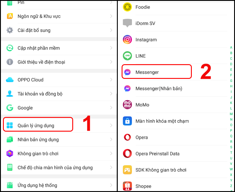 Chọn ứng dụng muốn cấp quyền